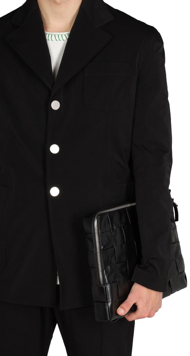Bottega Veneta Single-Breasted Jacket with Notched Lapels Zwart