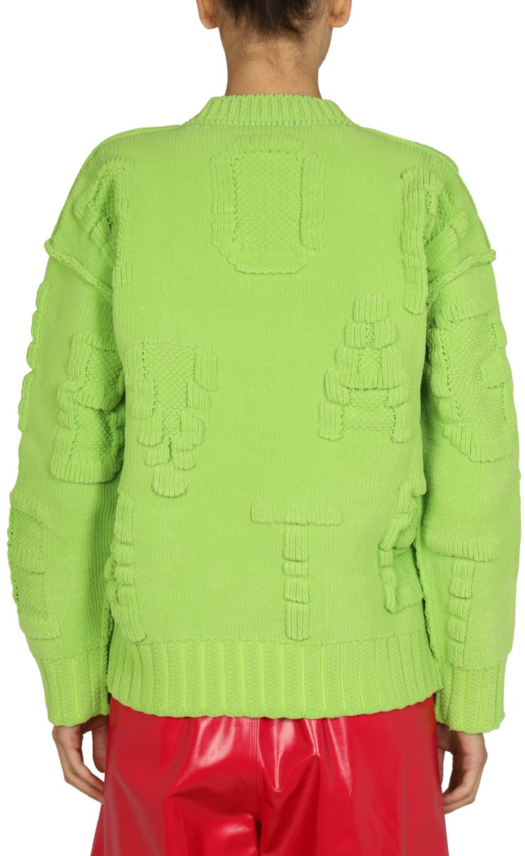 Bottega Veneta Textured Chenille Sweater with Allover Embossed Pattern Groen