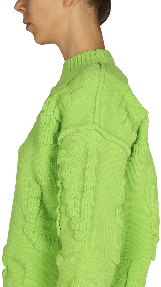 Bottega Veneta Textured Chenille Sweater with Allover Embossed Pattern Groen