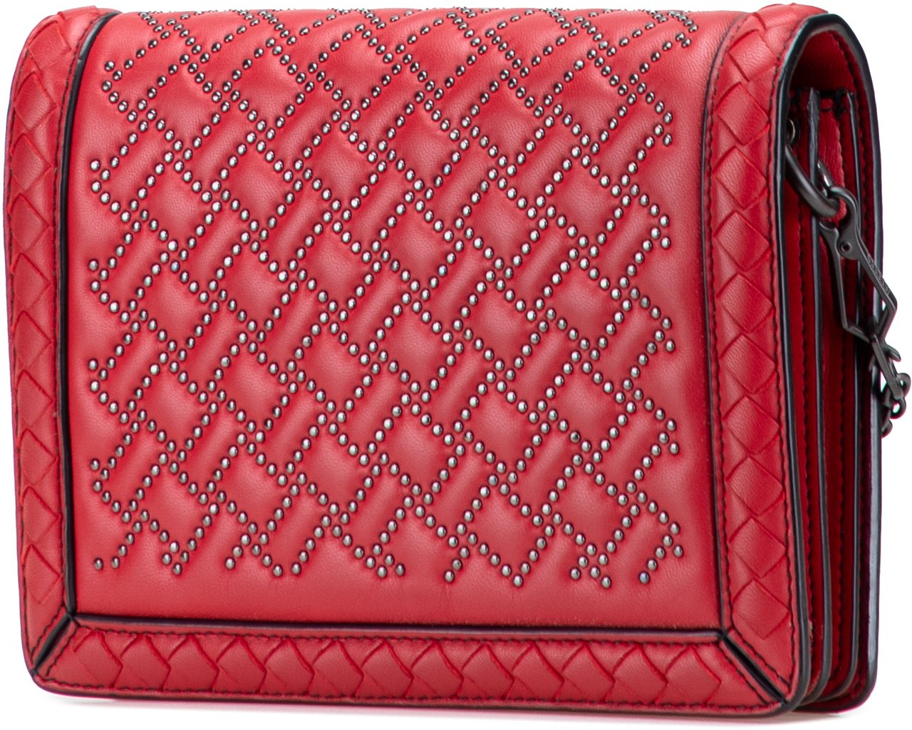 Bottega Veneta Nappa Intrecciato Microstud Montebello Crossbody Rood