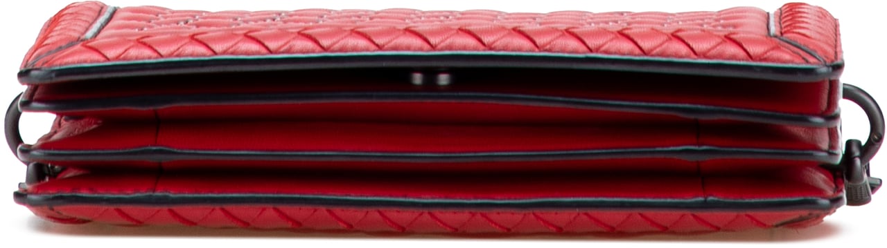 Bottega Veneta Nappa Intrecciato Microstud Montebello Crossbody Rood