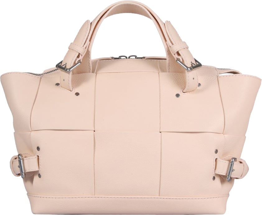 Bottega Veneta Structured Leather Shoulder Bag with Removable Strap Neutraal