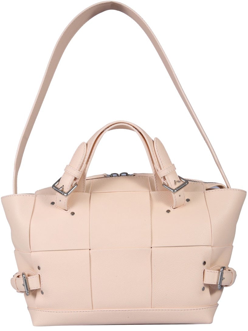Bottega Veneta Structured Leather Shoulder Bag with Removable Strap Neutraal