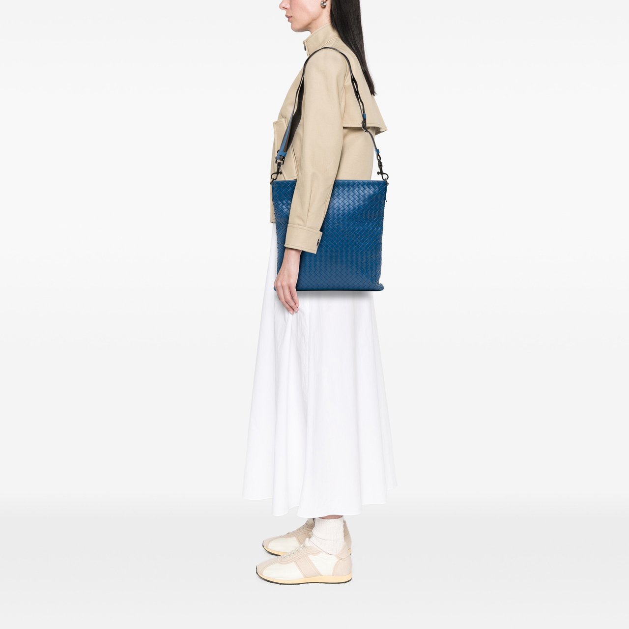 Bottega Veneta Nappa Intrecciato Crossbody Blauw
