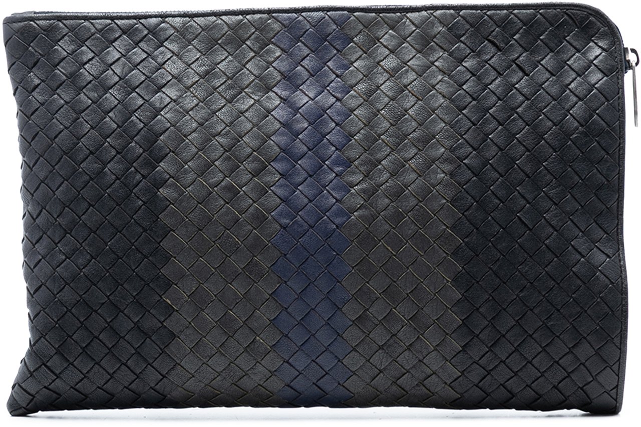 Bottega Veneta Tricolor Nappa Intrecciato Clutch Zwart