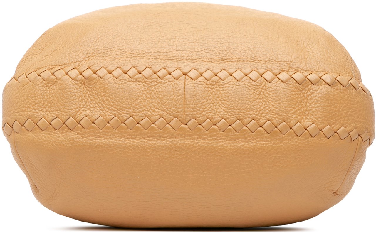 Bottega Veneta Intrecciato Trimmed Leather Handbag Bruin