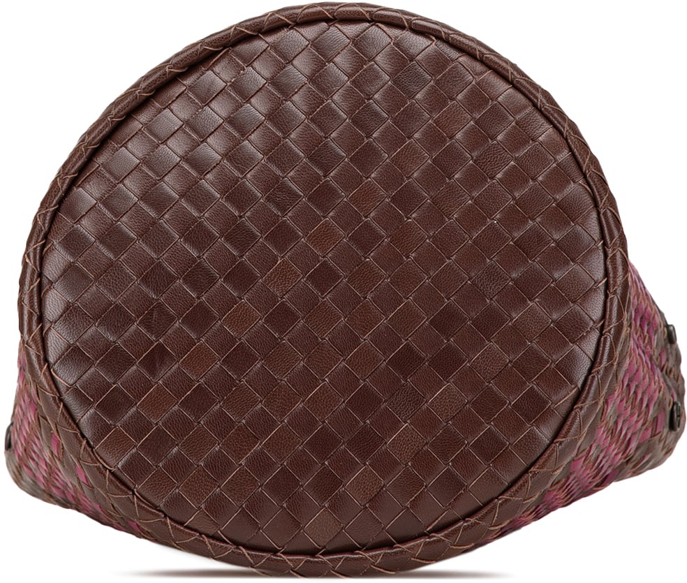 Bottega Veneta Bicolor Nappa Intrecciato Bucket Bag Bruin