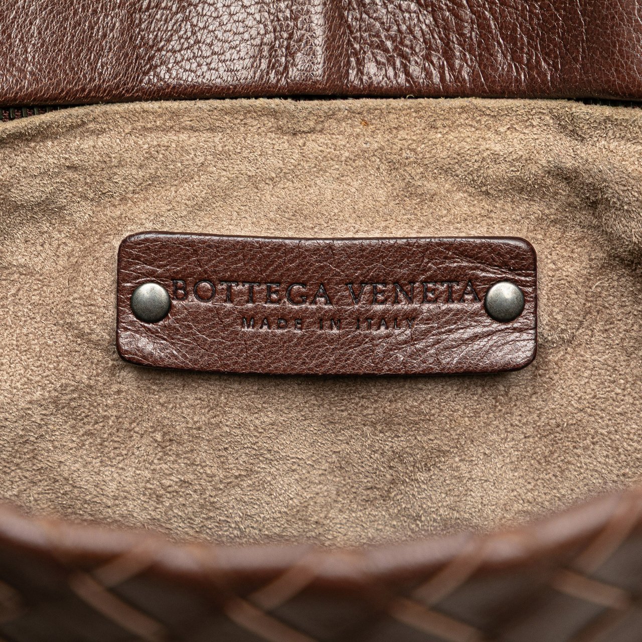 Bottega Veneta Bicolor Nappa Intrecciato Bucket Bag Bruin