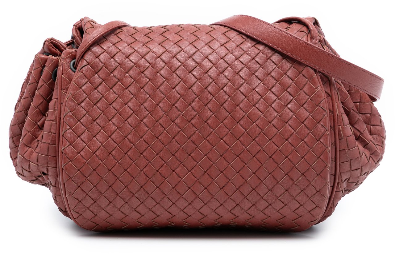 Bottega Veneta Nappa Intrecciato Flap Crossbody Rood