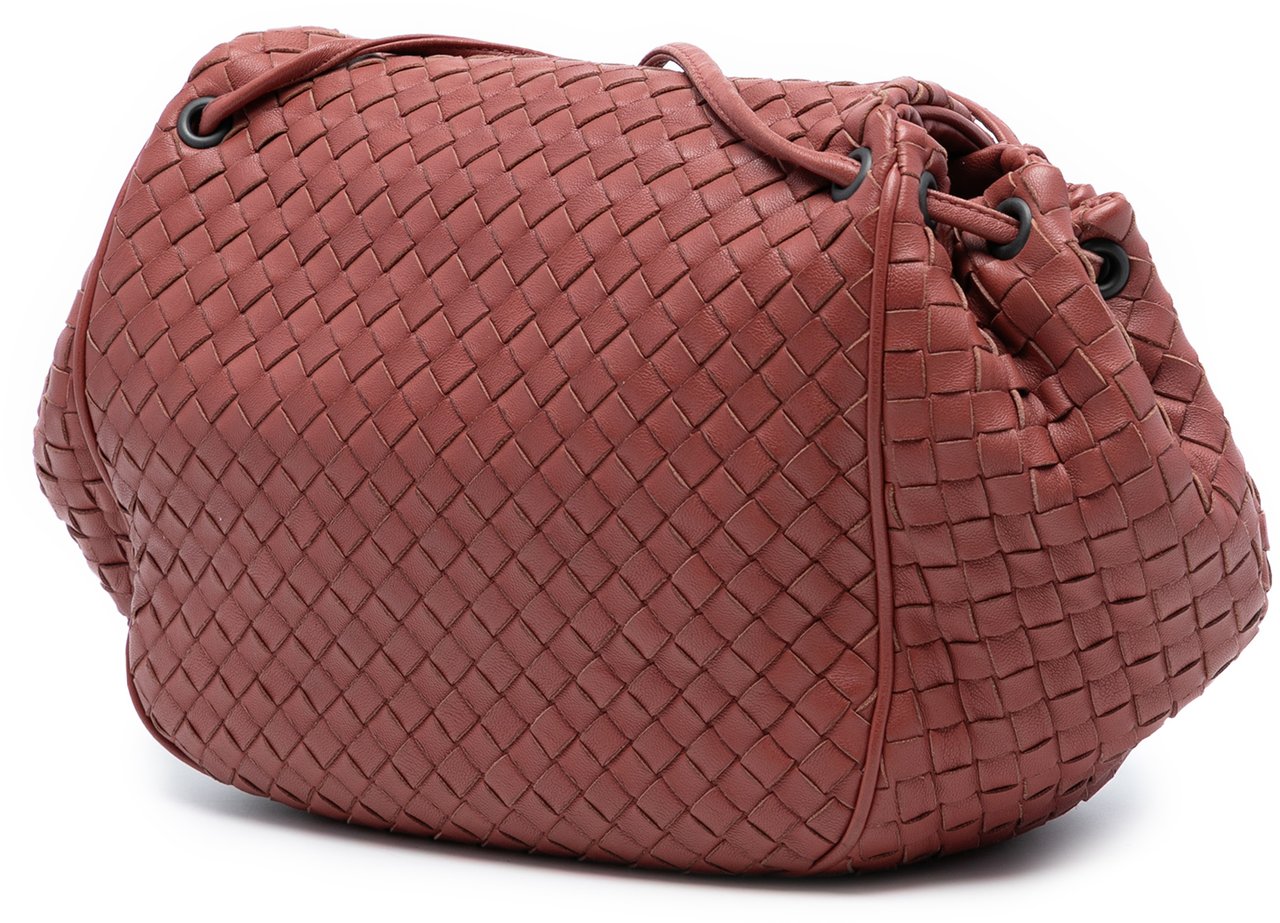 Bottega Veneta Nappa Intrecciato Flap Crossbody Rood