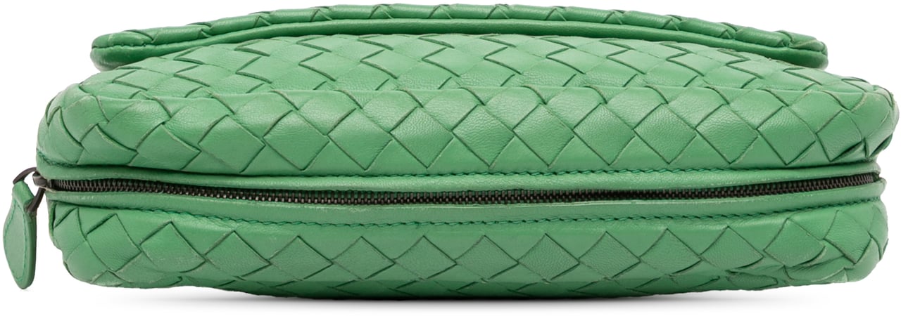 Bottega Veneta Mini Nappa Intrecciato Expandable Chain Crossbody Groen
