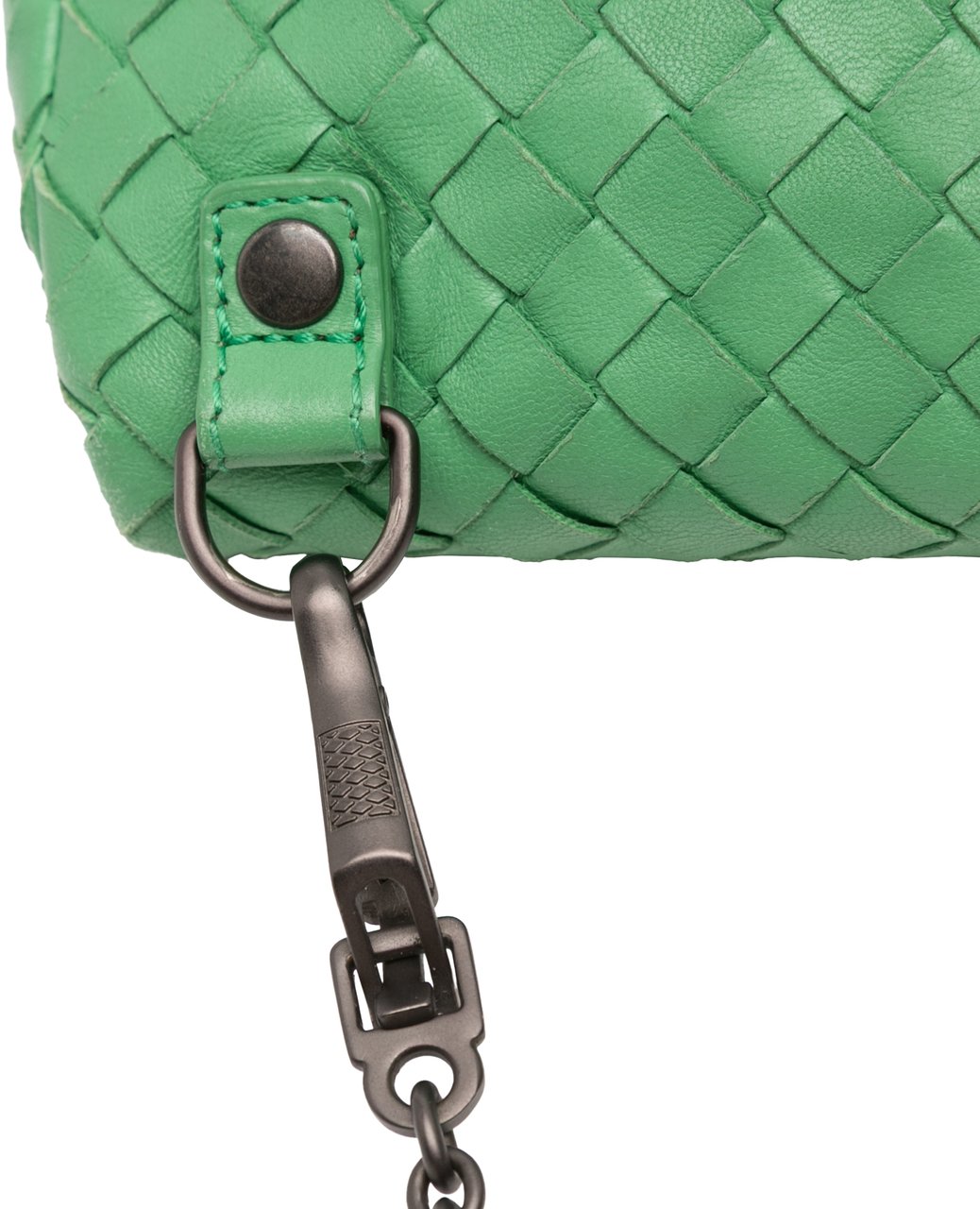 Bottega Veneta Mini Nappa Intrecciato Expandable Chain Crossbody Groen