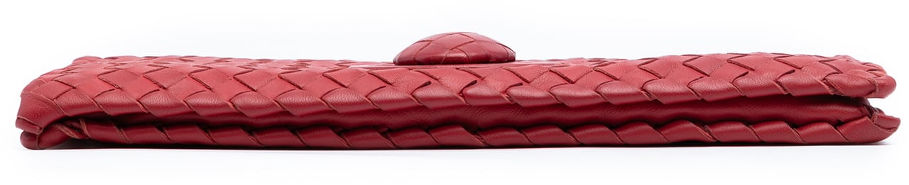 Bottega Veneta Nappa Intrecciato Turn Lock Clutch Rood