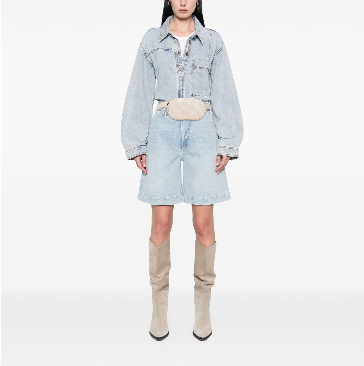 Bottega Veneta Nappa Intrecciato Belt Bag Wit