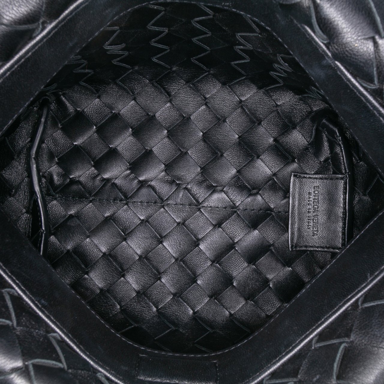 Bottega Veneta Lambskin Intrecciato Tie Shoulder Bag Zwart