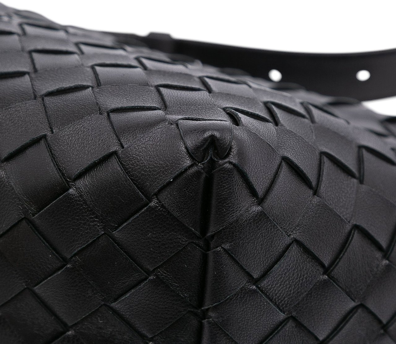 Bottega Veneta Lambskin Intrecciato Tie Shoulder Bag Zwart