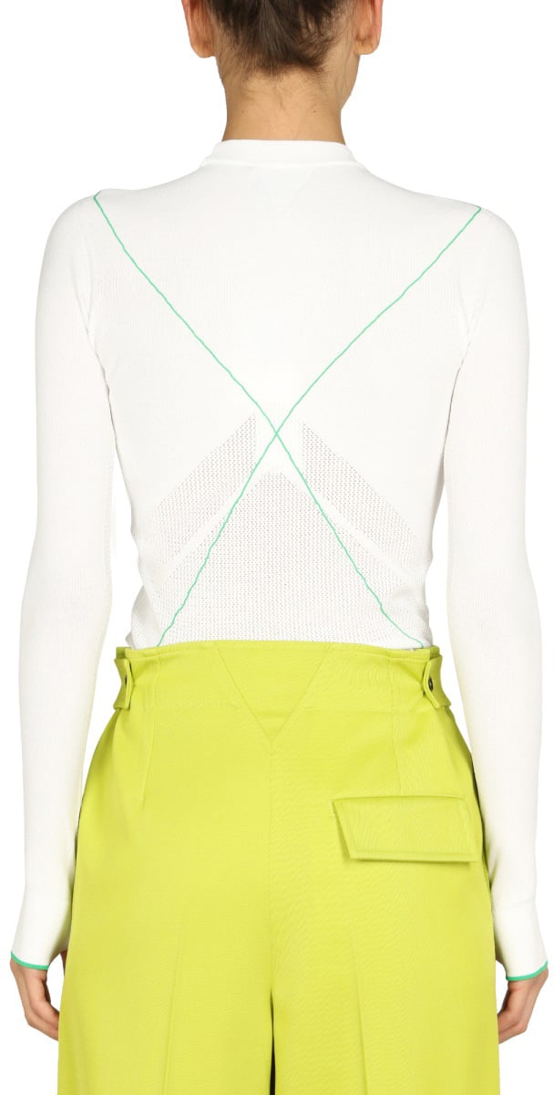 Bottega Veneta Polo Neck Sweater with Contrasting Seams Wit
