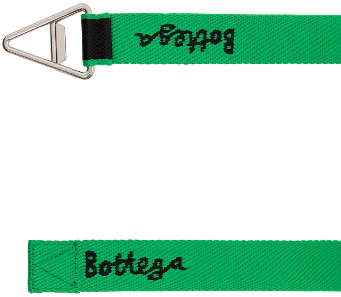 Bottega Veneta Triangle Logo Nastro Reverse Belt Groen