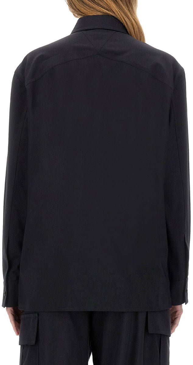 Bottega Veneta Tailored Wool Shirt with Structured Collar Zwart