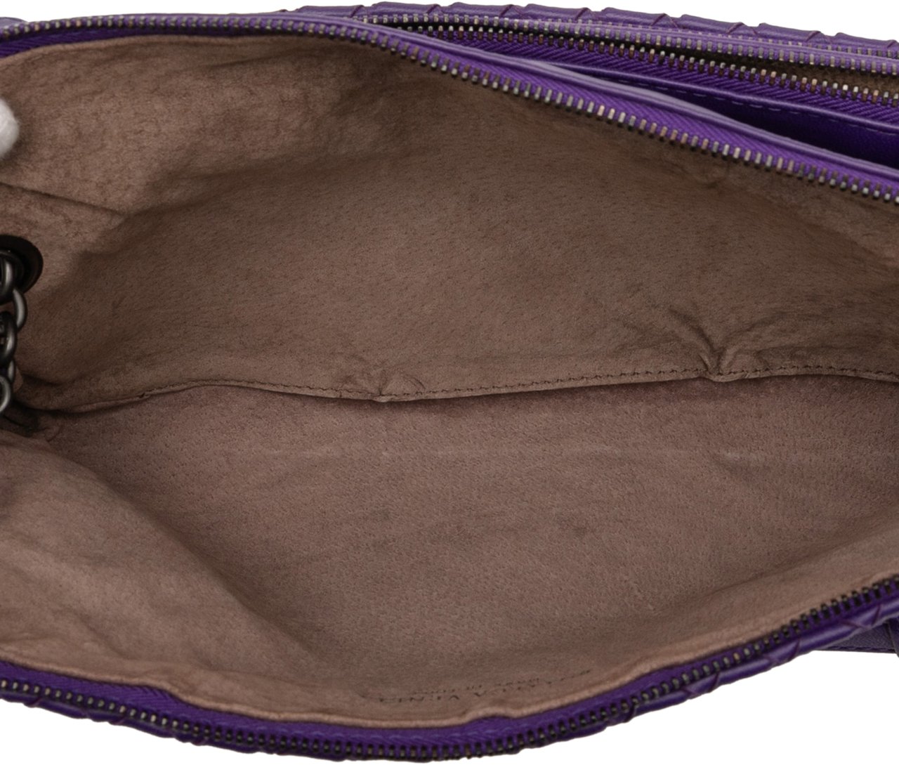 Bottega Veneta Nappa Intrecciato Triple Zip Shoulder Bag Paars