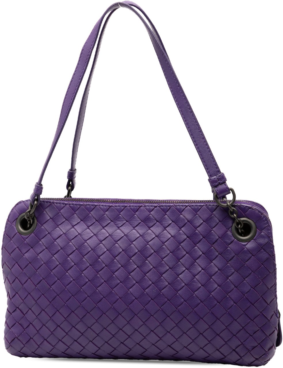 Bottega Veneta Nappa Intrecciato Triple Zip Shoulder Bag Paars