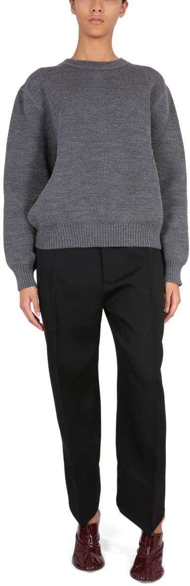 Bottega Veneta Tailored Compact Wool Pants with Hook Zwart