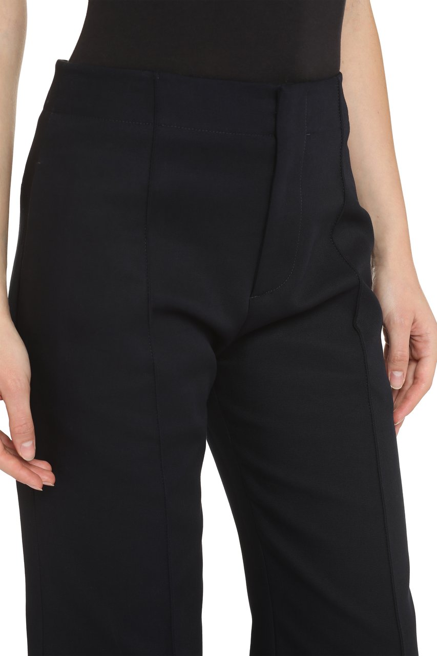 Bottega Veneta High-rise cotton trousers Blauw