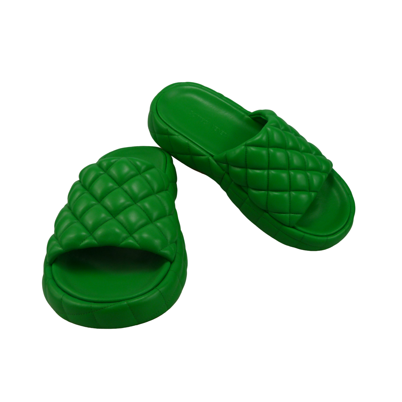 Bottega Veneta Sandalo imbottito in pelle verde Groen