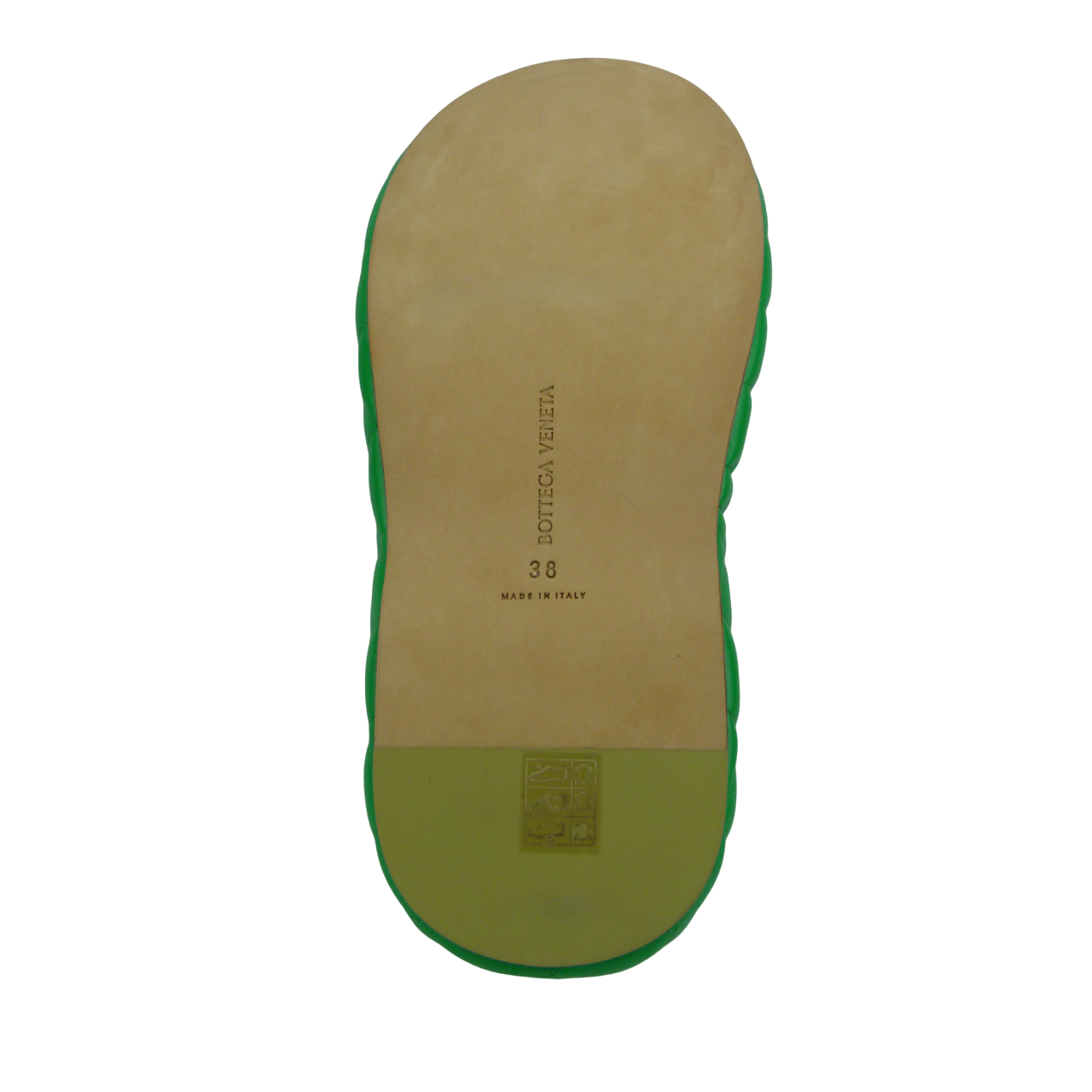 Bottega Veneta Sandalo imbottito in pelle verde Groen