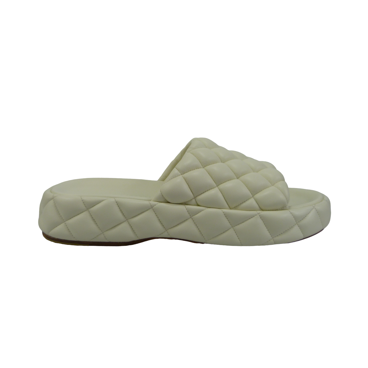 Bottega Veneta Sandalo imbottito in pelle bianca Wit