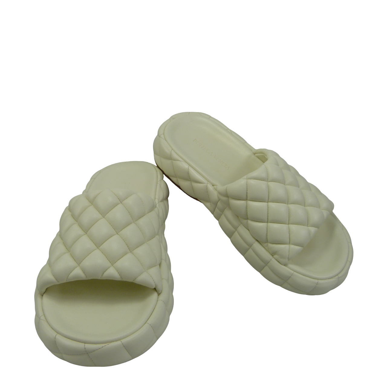 Bottega Veneta Sandalo imbottito in pelle bianca Wit