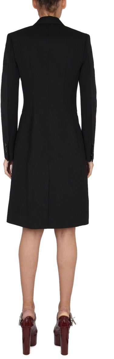 Bottega Veneta Button Closure Wool Coat with Partially Visible Design Zwart