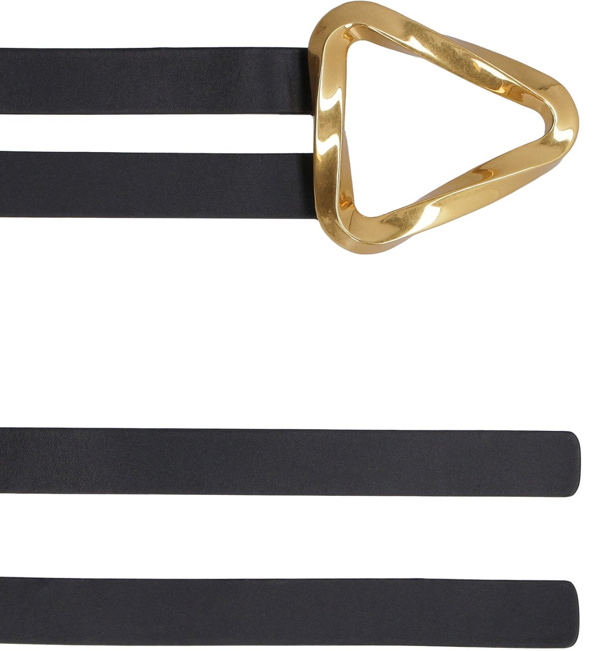 Bottega Veneta Grasp leather double strap belt Zwart