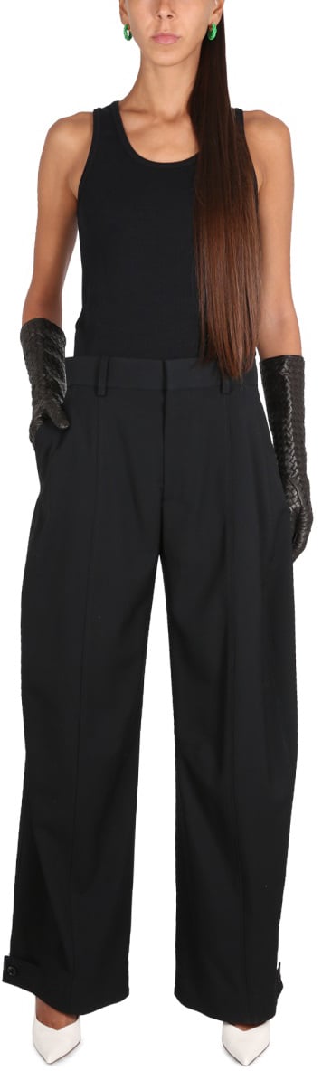 Bottega Veneta Ribbed Slim-Fit Top with Round Neckline Zwart