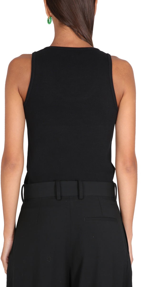 Bottega Veneta Ribbed Slim-Fit Top with Round Neckline Zwart