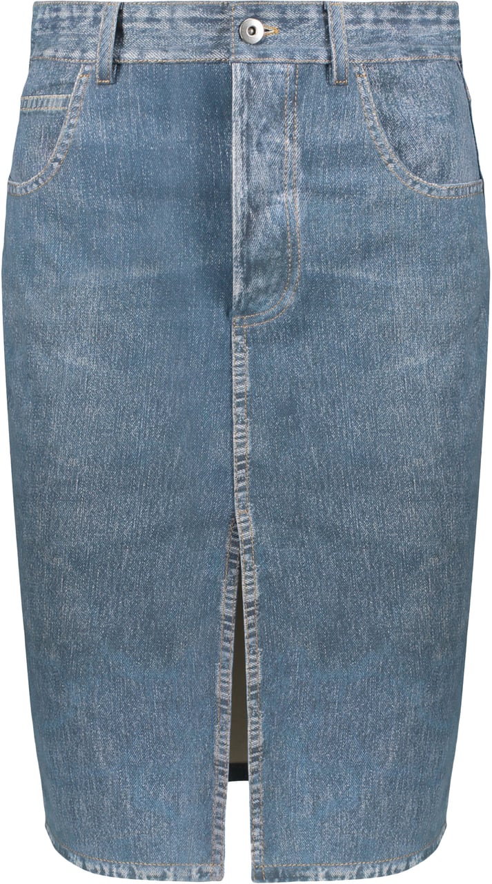 Bottega Veneta Printed midi skirt Blauw