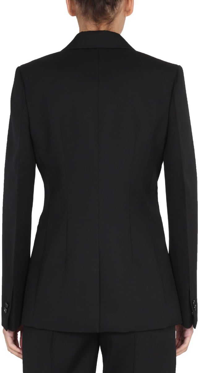 Bottega Veneta Wool Jacket with Satin Chintz Lapels Zwart