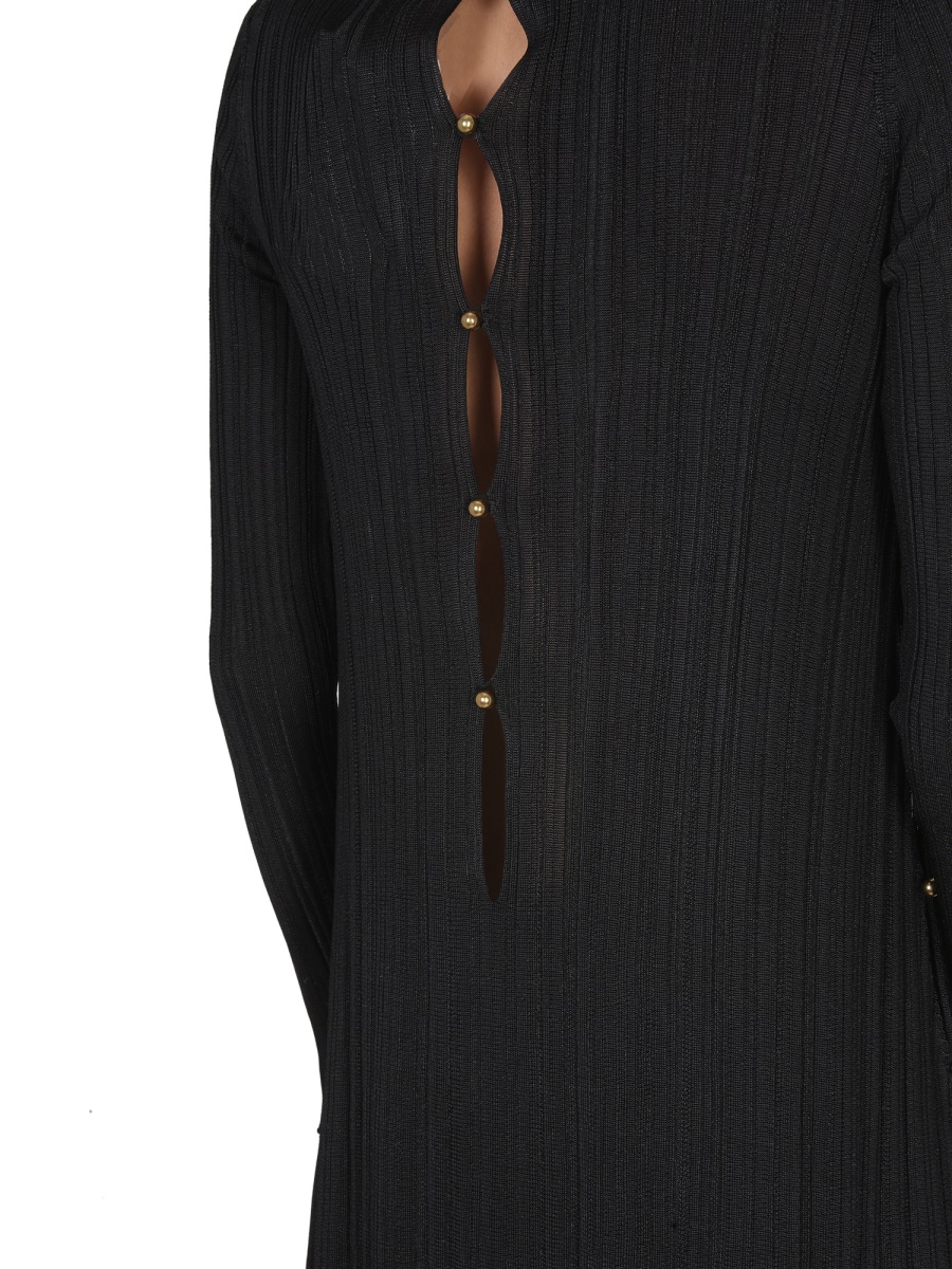 Bottega Veneta Hand-Embellished High Neck Plisse Dress Neutraal