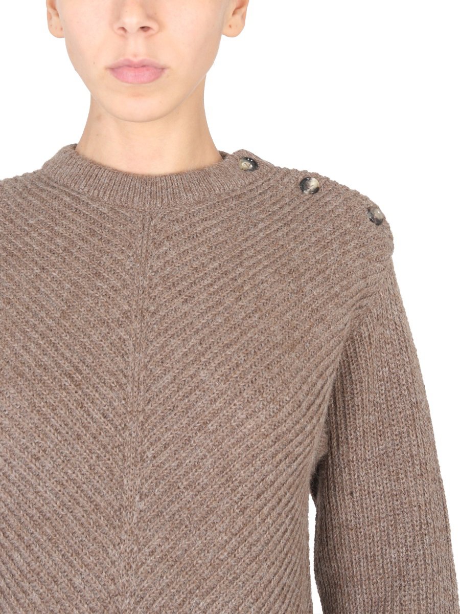 Bottega Veneta Alpaca Knit Sweater with Chevron Pattern Roze