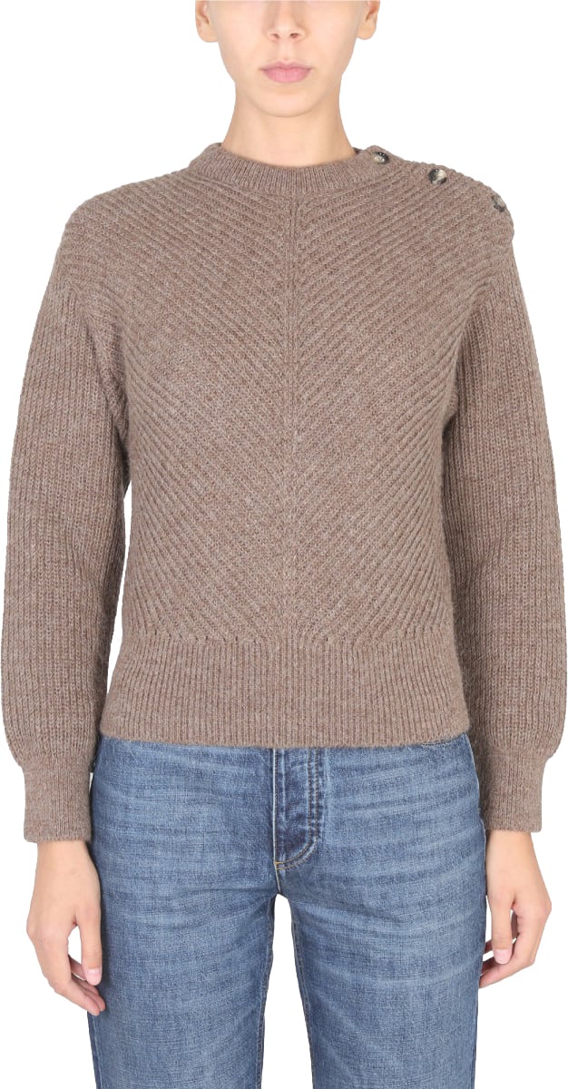 Bottega Veneta Alpaca Knit Sweater with Chevron Pattern Roze