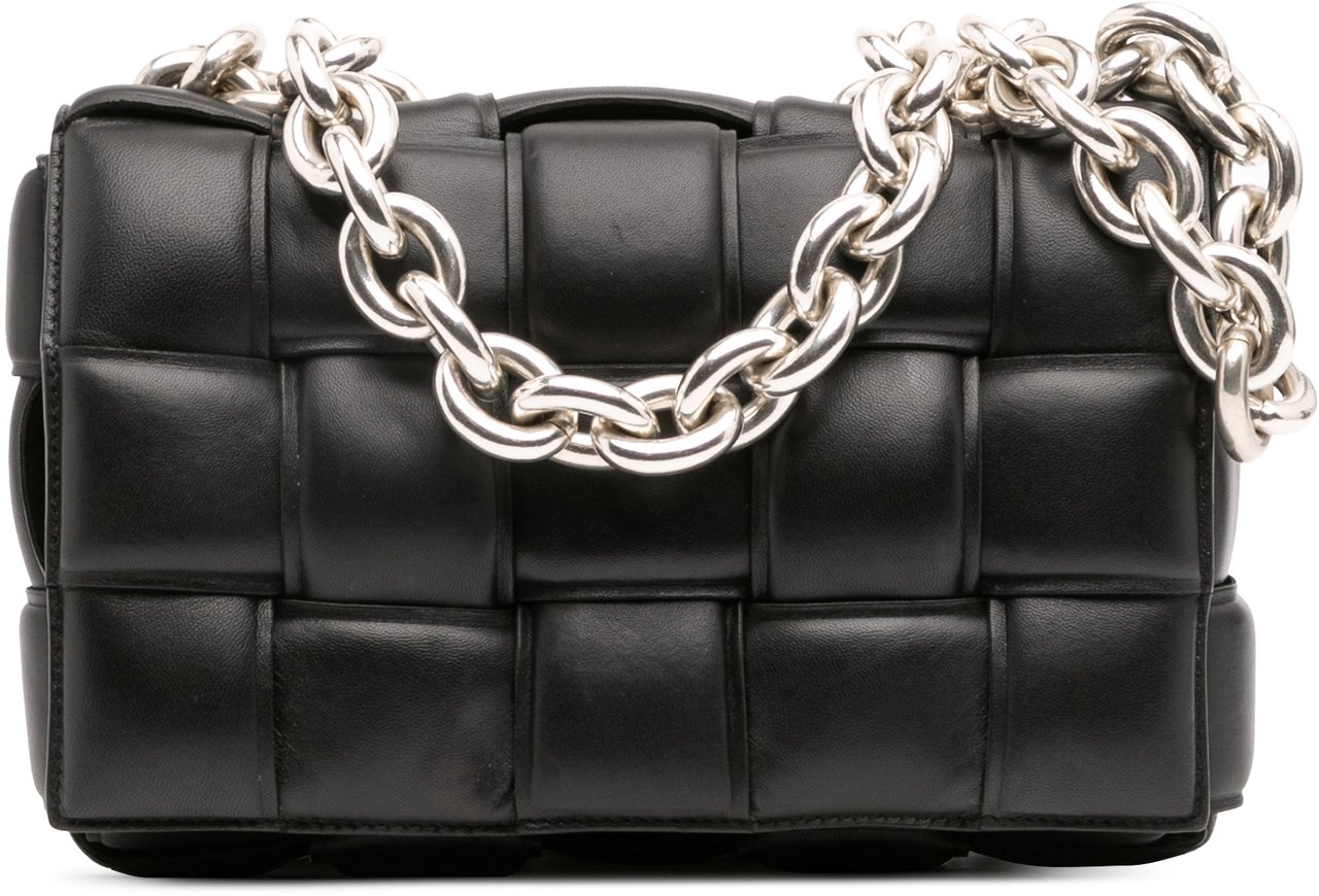 Bottega Veneta Nappa Intrecciato Padded Chain Cassette Satchel Zwart
