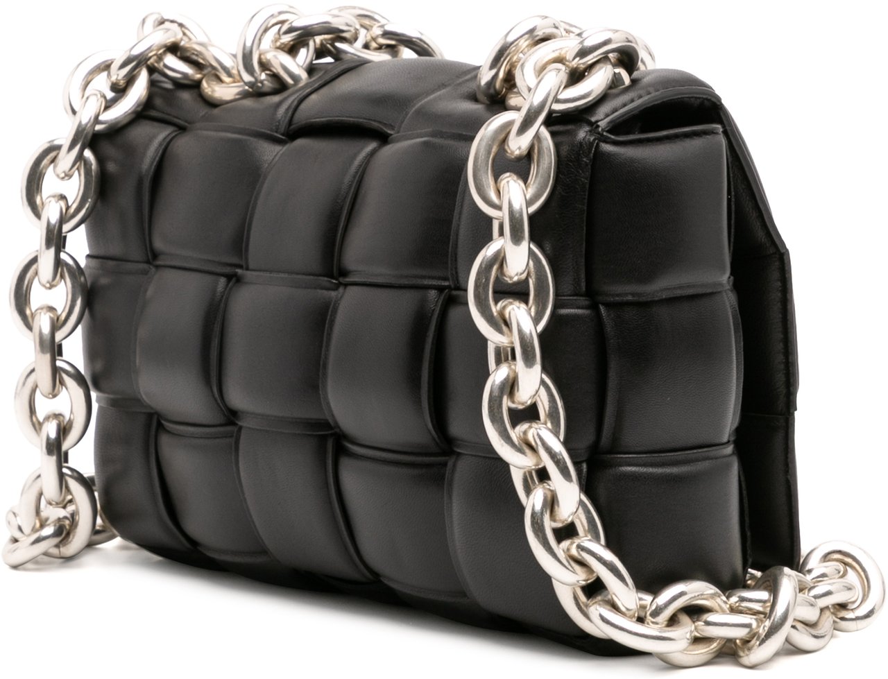 Bottega Veneta Nappa Intrecciato Padded Chain Cassette Satchel Zwart