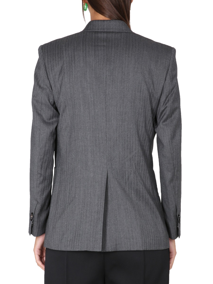 Bottega Veneta Textured Chevron Pattern Wool Jacket Grijs