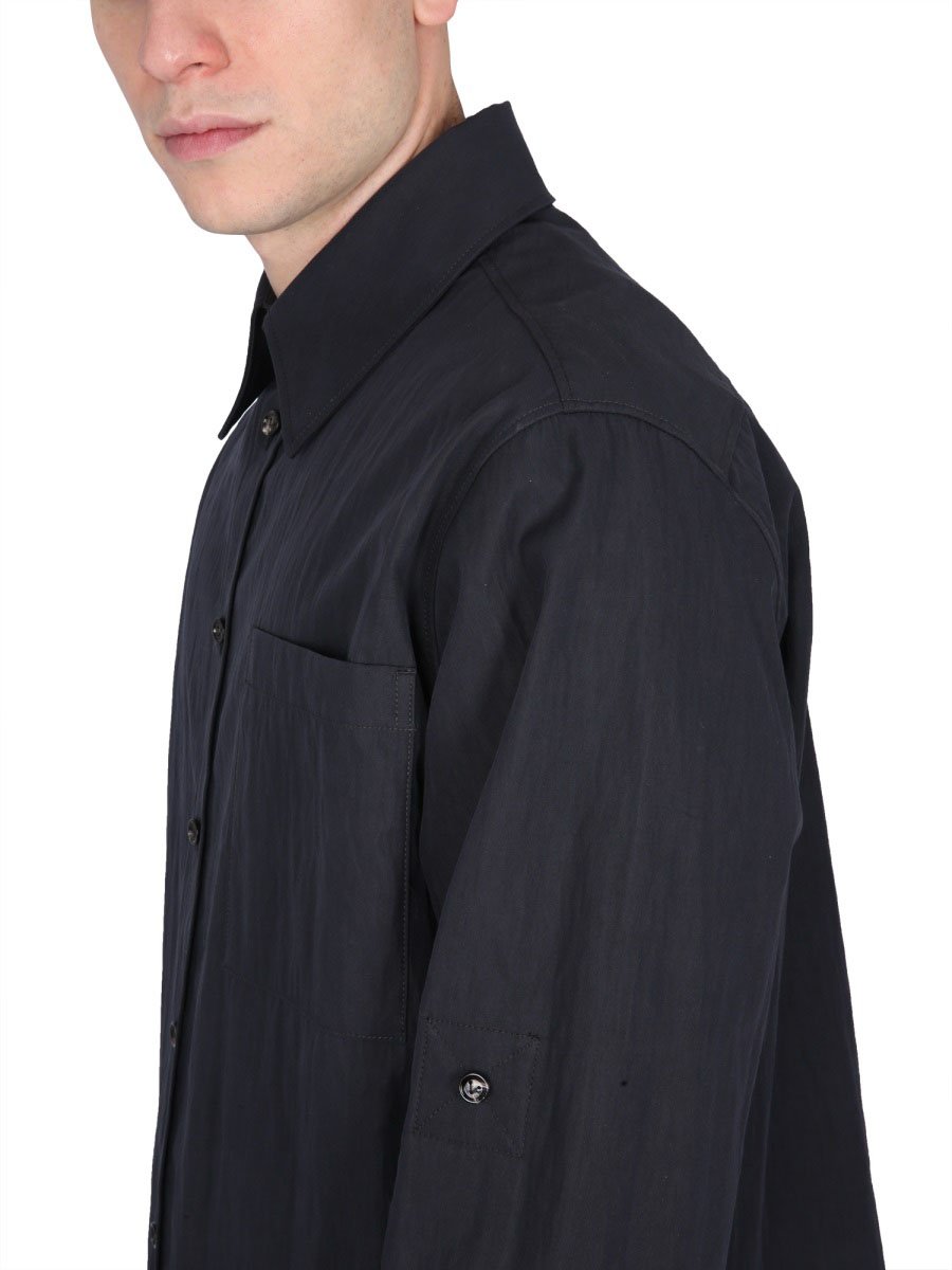 Bottega Veneta Pointed Collar Cotton Twill Shirt with Button Closure Zwart
