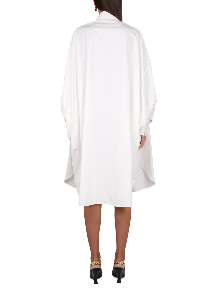 Bottega Veneta Structured Cotton Blend Dress with Pointed Collar Wit