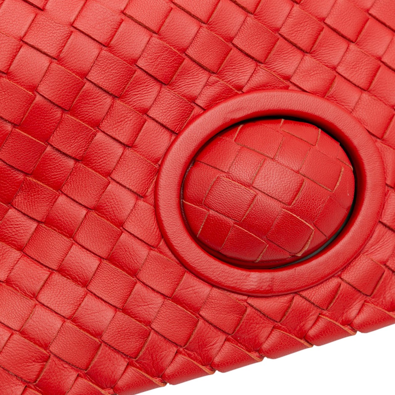 Bottega Veneta Nappa Intrecciato Turn Lock Clutch Rood