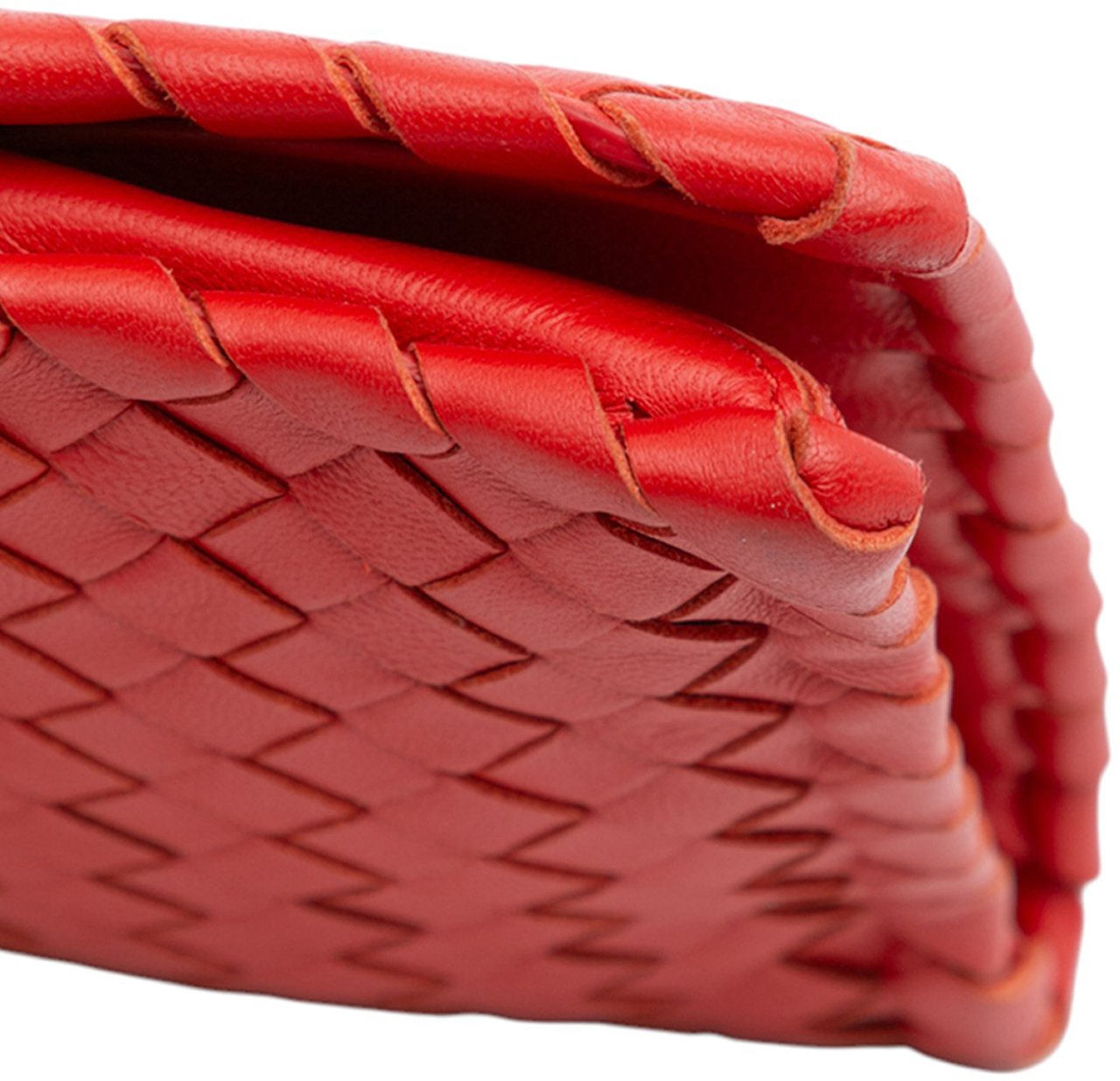 Bottega Veneta Nappa Intrecciato Turn Lock Clutch Rood
