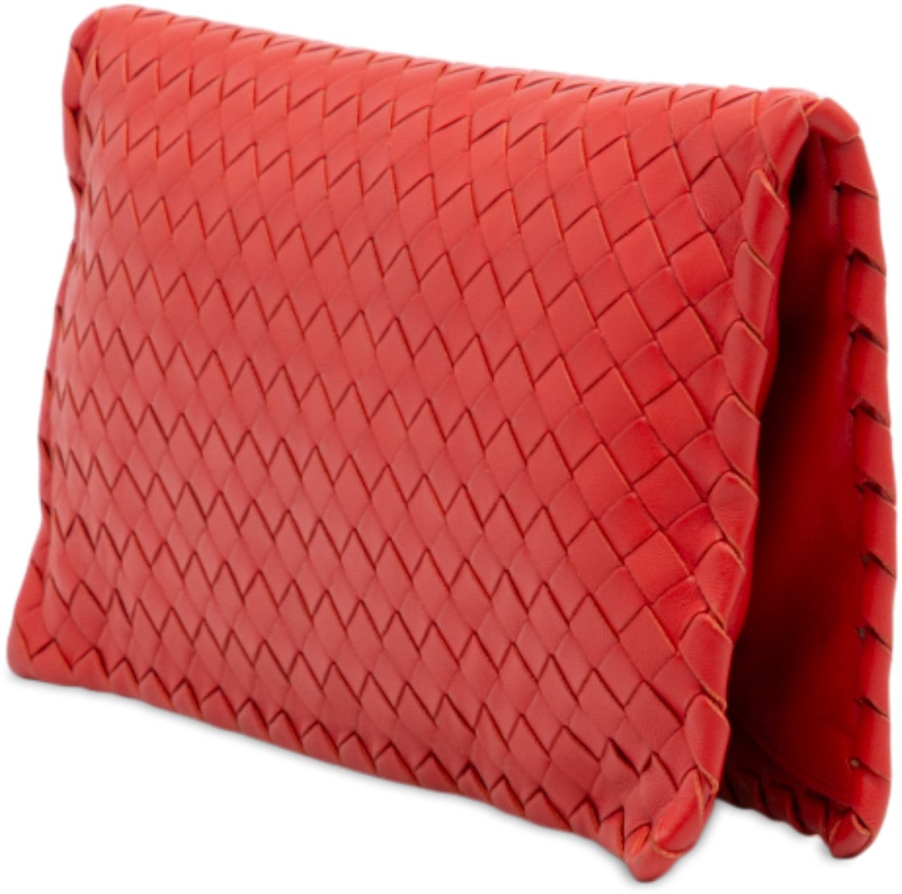Bottega Veneta Nappa Intrecciato Turn Lock Clutch Rood
