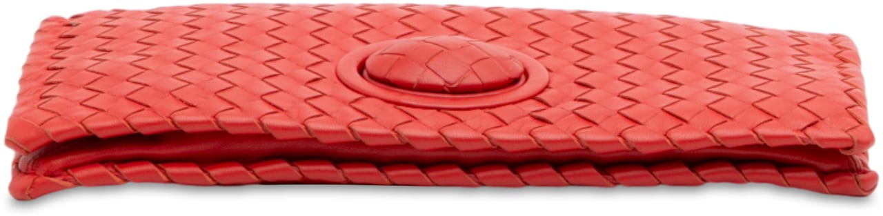 Bottega Veneta Nappa Intrecciato Turn Lock Clutch Rood