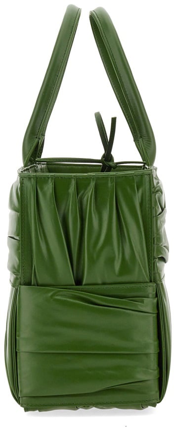 Bottega Veneta Textured Green Calfskin Small Bow Tote Bag Groen